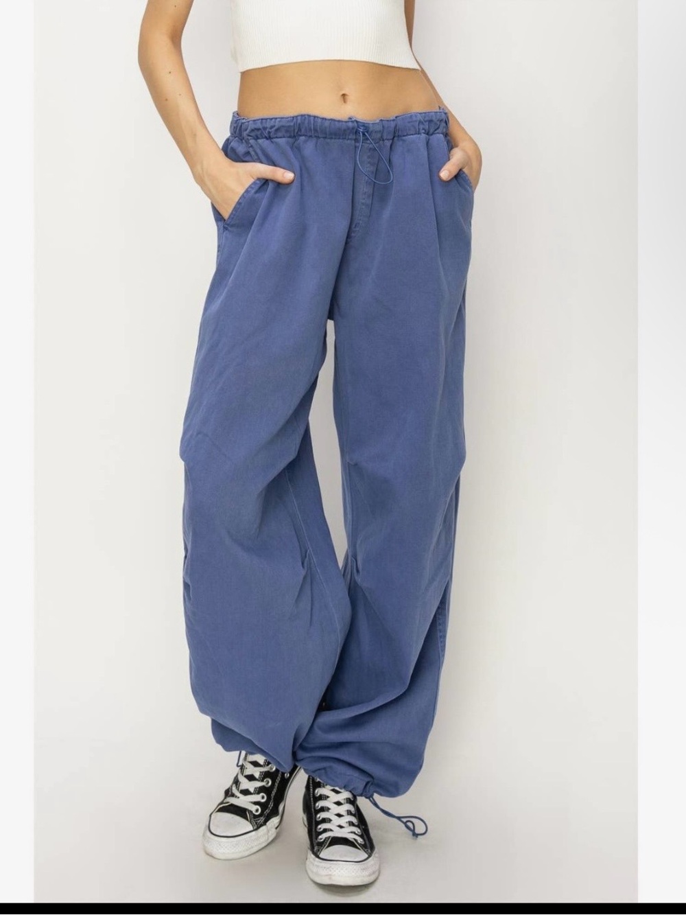 Double Zero Blue Drawstring Wide-Leg Pants